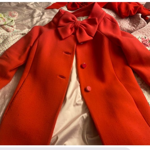 Kate Spade Bow Neck Wool Coat in Lollipop red size 8 nwot - Picture 6 of 7